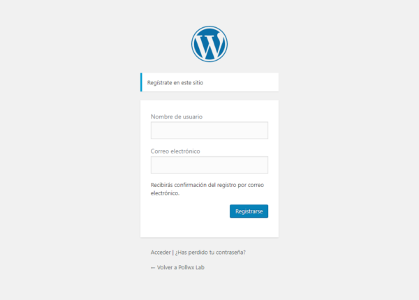 WordPress Registration Page