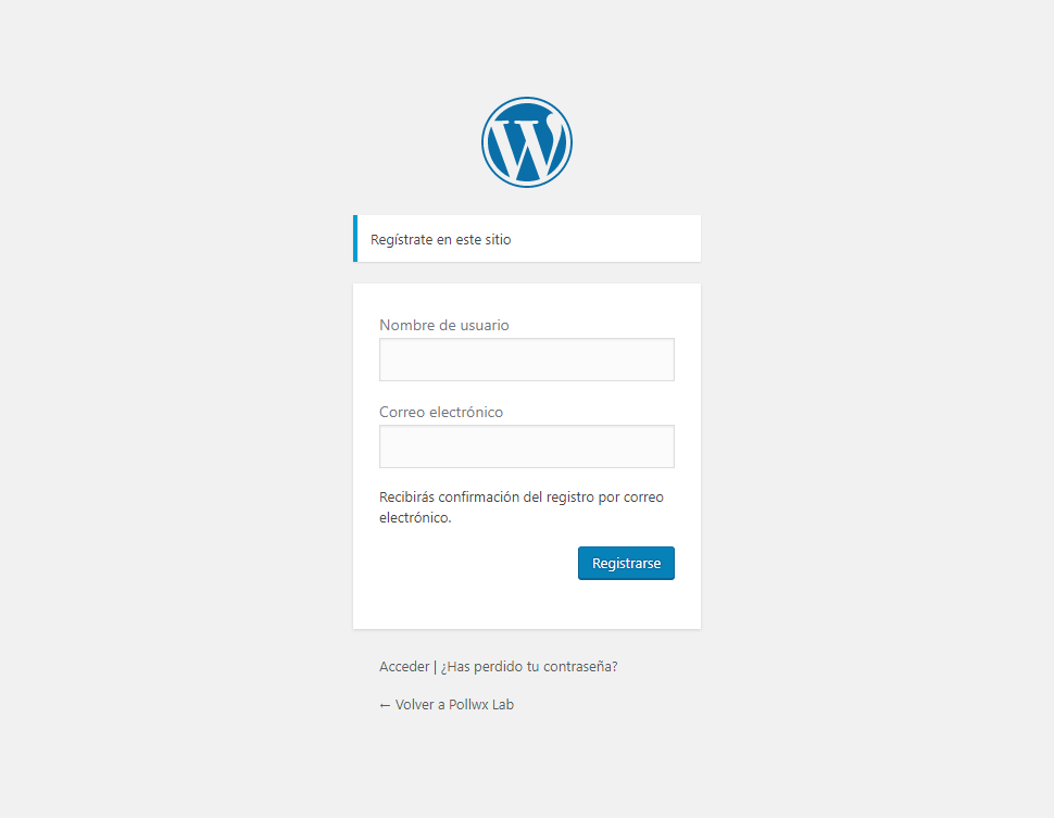 WordPress Registration Page